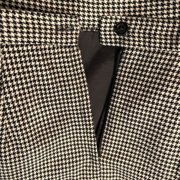 Vtg Vinci Black White Houndstooth Pencil Skirt Wool Back Slit Size 12 Pockets - Picture 5 of 13